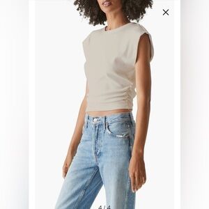 Michael Stars Sleeveless Ruched Tank Top Cement - M
